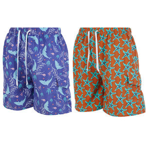 Mens Swimming Trunks, Cargo Swim Suit Shorts Mesh Lining, 2-Pairs